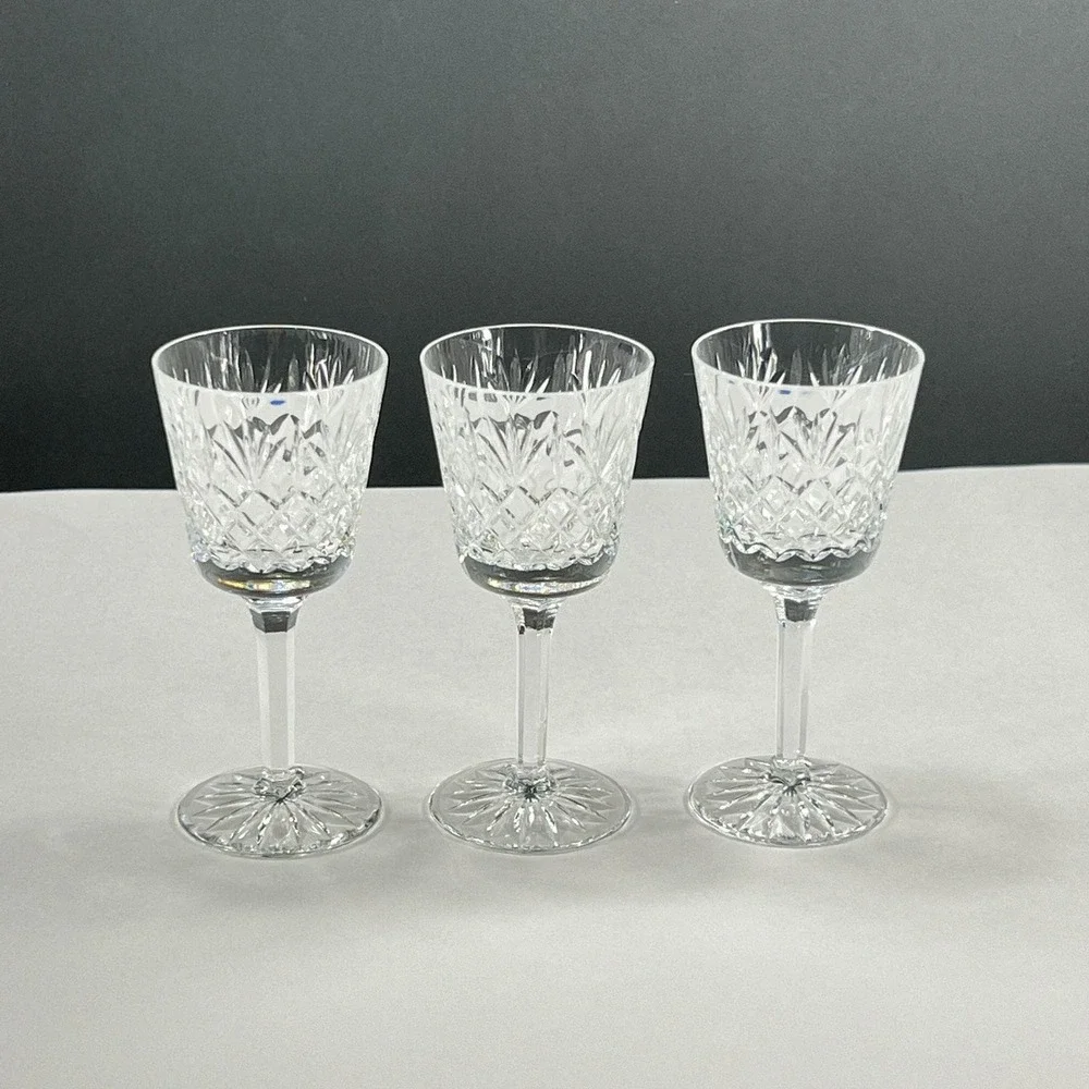 Crystal Wine Glasses Thomas Webb Warwick Pattern 6 Sided Stem 5 1/4